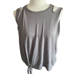 Grey Cutout Shoulder Tank Top